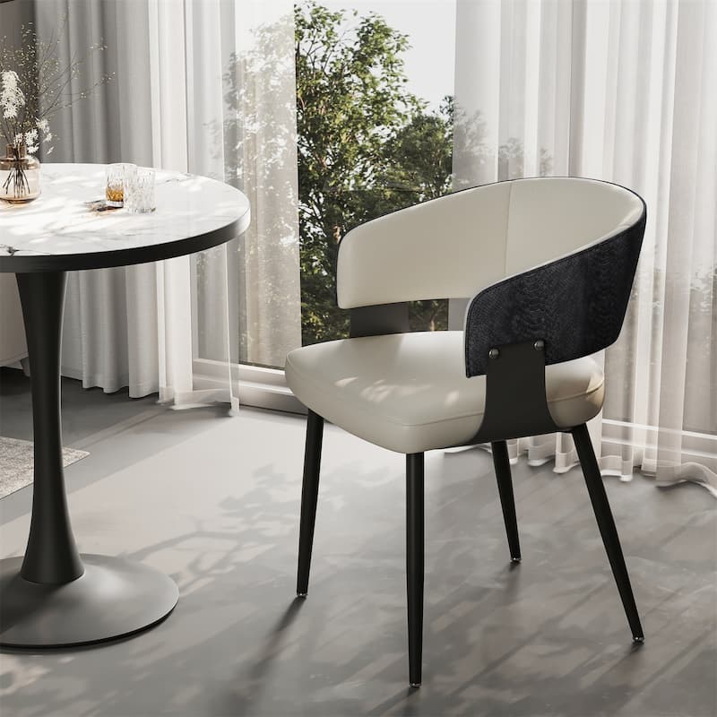 Dining Chairs Set Microfiber Leather Kitchen Dining Chairs Upholstered Padded Wide Seat - Black - 1PCS