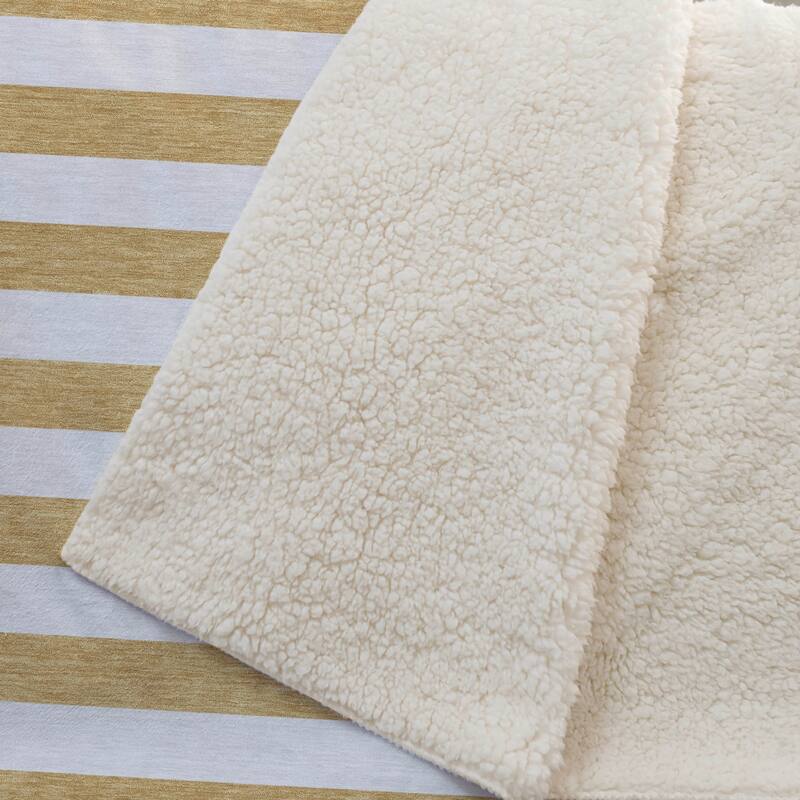 Premium Machine Washable Modern Stripes Sherpa Throw Blanket