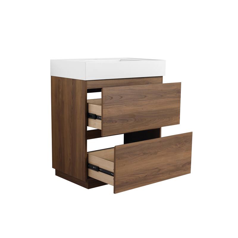 30 in. W x 18 in. D x 35 in. H Single Sink Freestanding Bath Vanity with White Resin Top