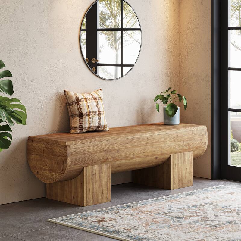 47 Inch Solid Wood Entryway Bench End of Bed Bench for bedroom ...