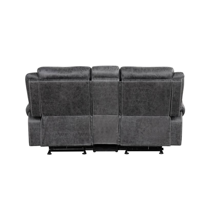 Dark Gray Polish Microfiber Power Motion Loveseat W/Usb