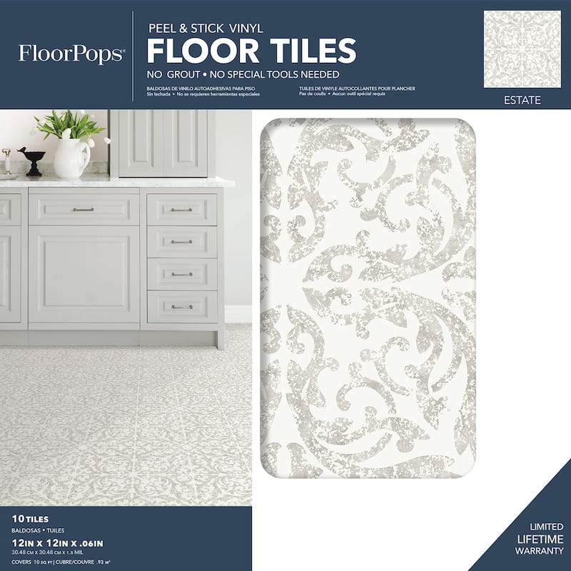 FloorPops Estate Peel & Stick Floor Tiles