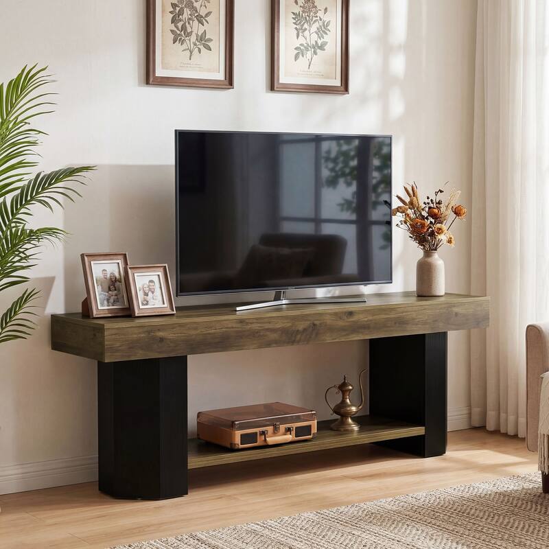 63" TV Stand for 55/60/65/75-Inch TVs, Farmhouse TV Console
