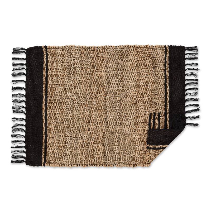 DII Black With Natural Jute Chevron Hand-Loomed Rug - 2' x 3' Oval