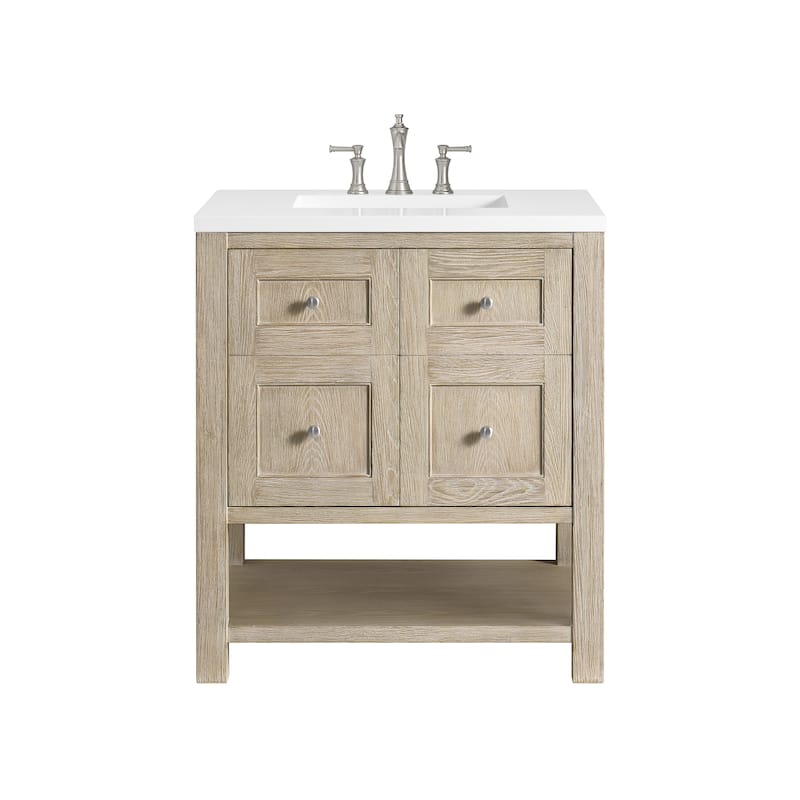 James Martin Vanities Breckenridge 30" Single Vanity, Whitewashed Oak - White Zeus