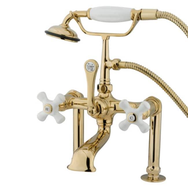 Kingston Brass Vintage Deck Mounted Clawfoot Tub Filler with Personal - Polished Brass