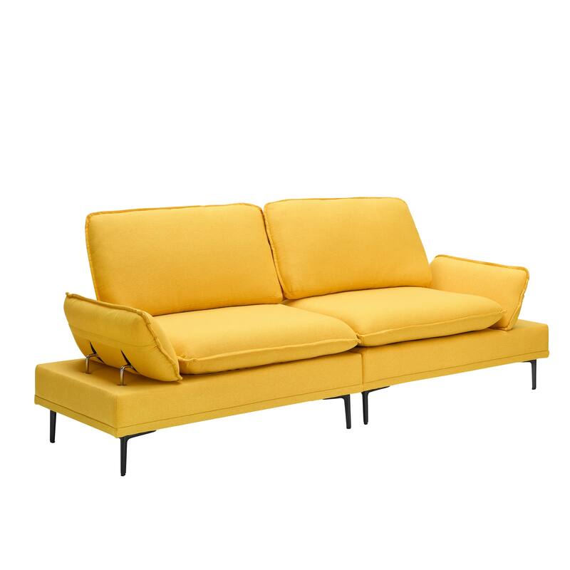 89-inch Yellow Polyester Blend Sofa for Apartment and Office