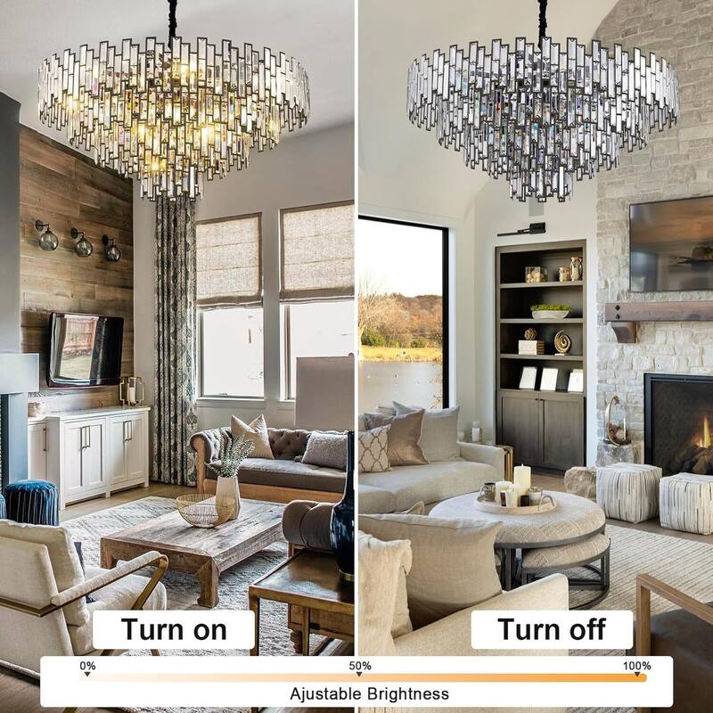 KAYLA 24in Chandelier 10-Light Crystal Chandelier