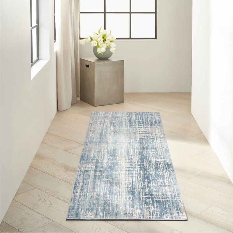 Calvin Klein Enchanting Indoor Contemporary Abstract Area Rug - 2'3" x 7'3" - Seaglass/Ivory - Rectangle