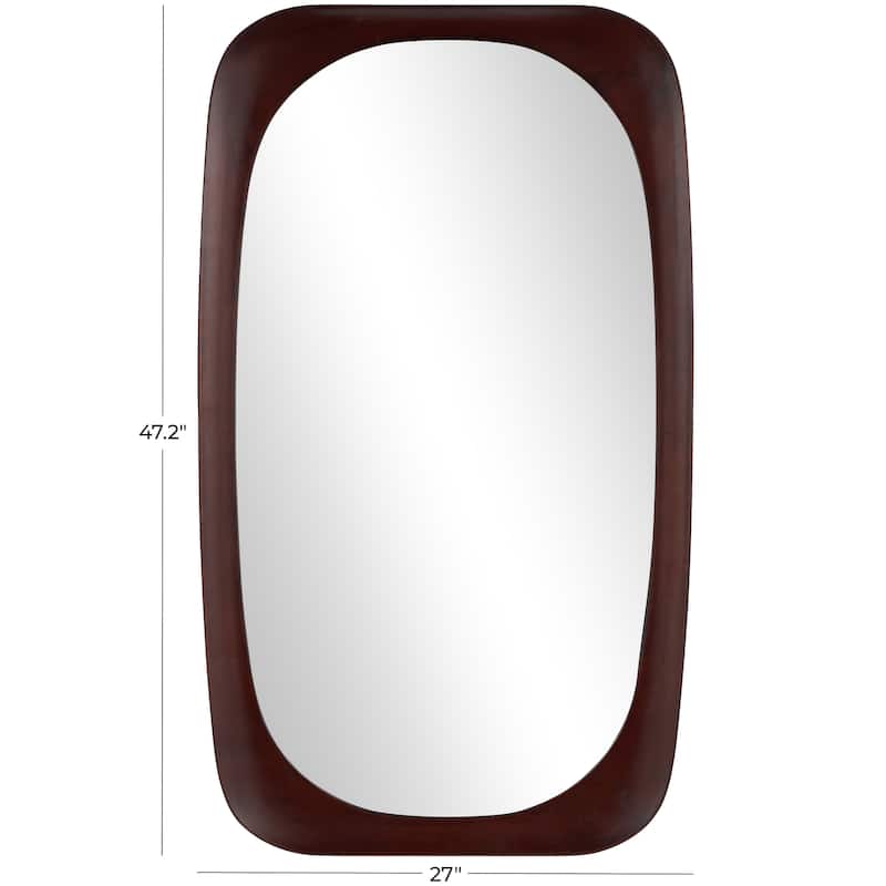 Wood Oval Wall Mirror - Dark Brown or Brown - Roche River Decor