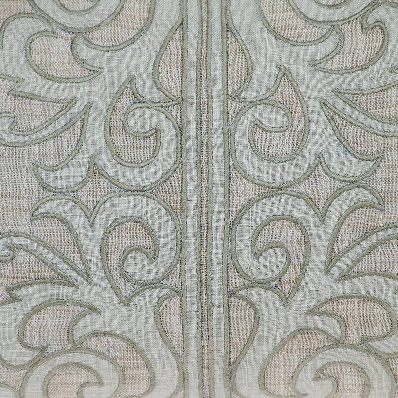 Filigree Rectangular Cotton Throw Pillow - 24" - Beige and Green