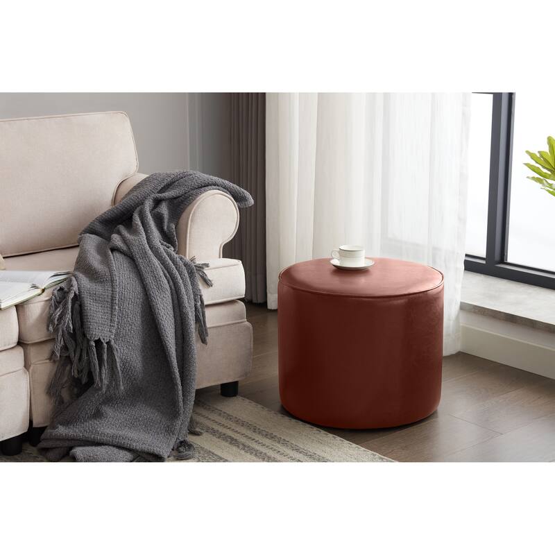 Porthos Home Bert Faux Leather Round Ottoman Coffee Table