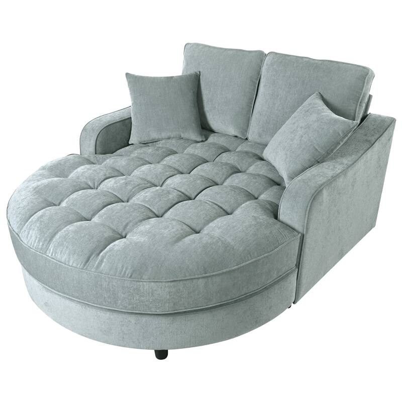 Christopher Knight Home - Modern Upholstered Chenille Fabric Sofa Bed with Tufted Seat and Detachable Pillows