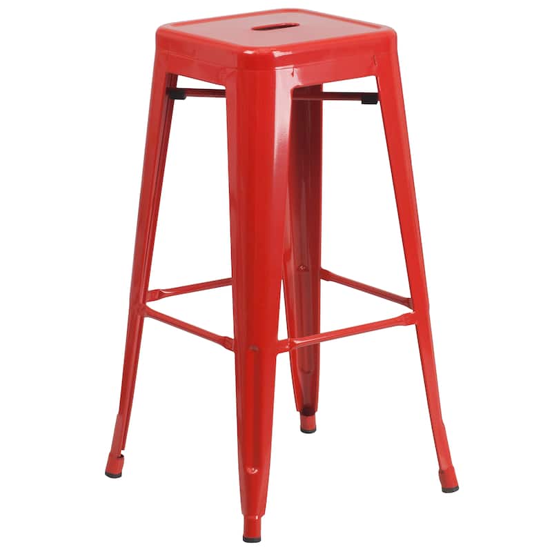 23.75-inch Square Metal Indoor-Outdoor Bar Table Set - 27.75"W x 27.75"D x 40"H
