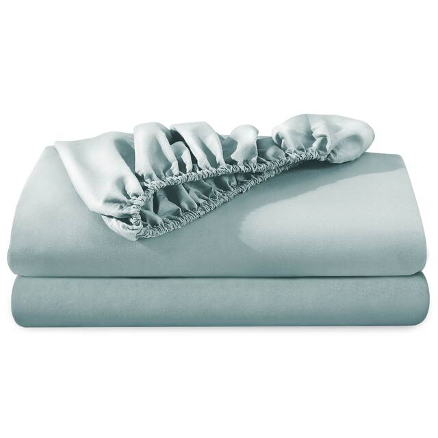 Bare Home 2-Pack Microfiber Fitted Bottom Sheets Deep Pocket - Queen - Light Blue