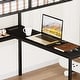 preview thumbnail 15 of 18, Full Size Metal Loft Bed with L-Shaped Desk, RGB LED Lighting, USB Charging Station, Wardrobe Cabinet, Drawers, Ladder