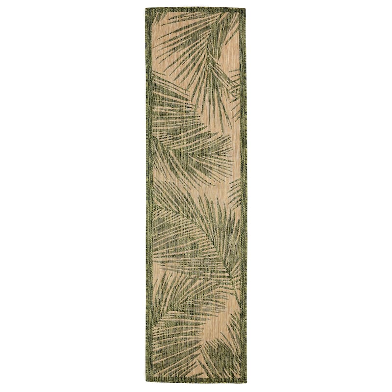 Liora Manne Carmel Fronds Indoor/Outdoor Rug - 1'11" x 4'11" - Green