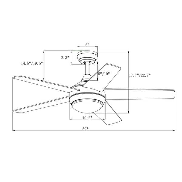 Matte Black 52 in. Integrated LED Indoor 5Blade Ceiling Fan with Light