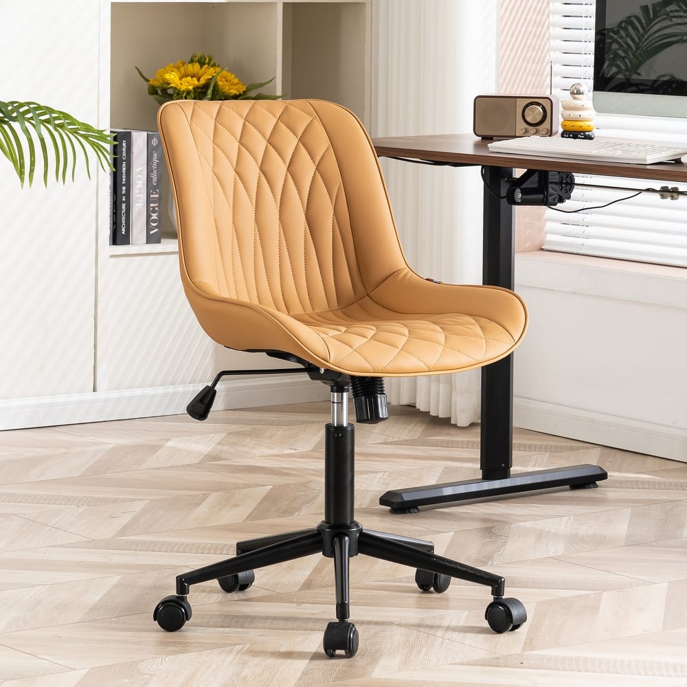 Armless Home Office Desk Chairs with Wheels Rolling Task Chair