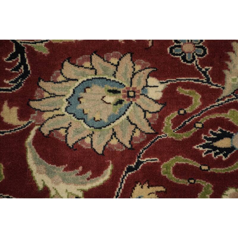Hand Knotted Oriental 100% Wool Carpet Traditional All-Over Red Tabriz Area Rug - 9' 11'' X 8' 0''
