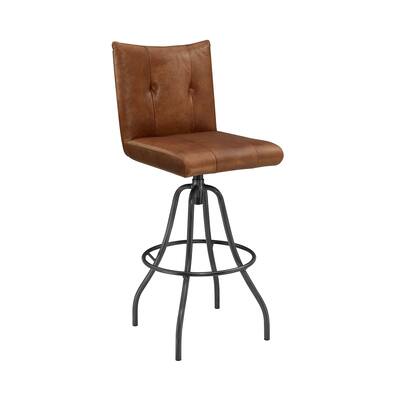 Art Leon Genuine Leather Swivel Barstool