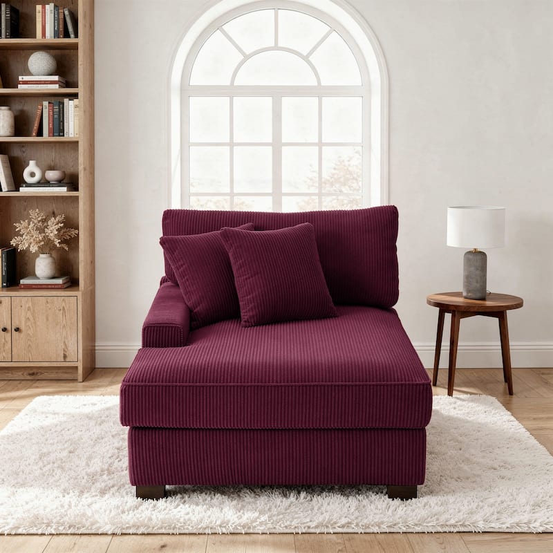 Corduroy Chaise Lounge Chair Upholstered Indoor Lounger Sofa