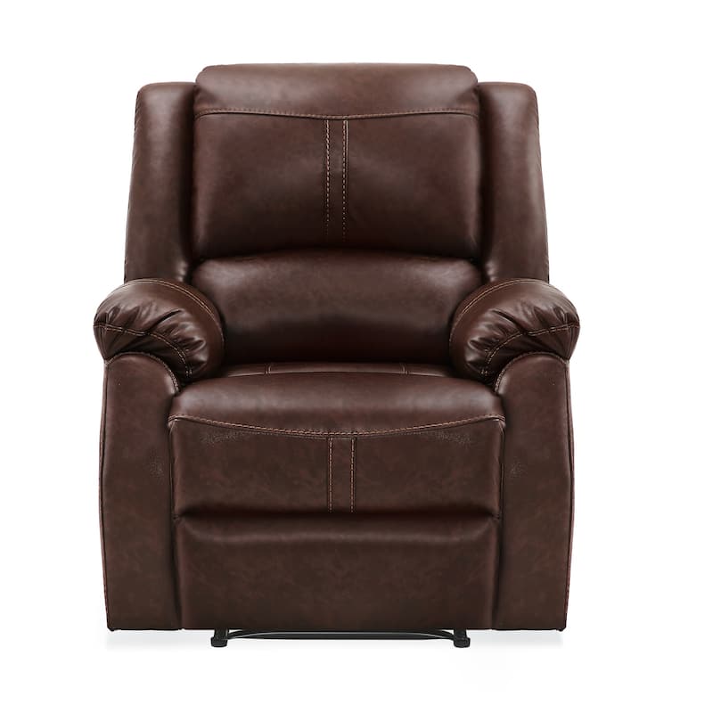 Faux Leather Recliner, Modern Manual Recliner Chair, Single Recliner For Living Room, Black / Saddle Brown / Brown Double Color