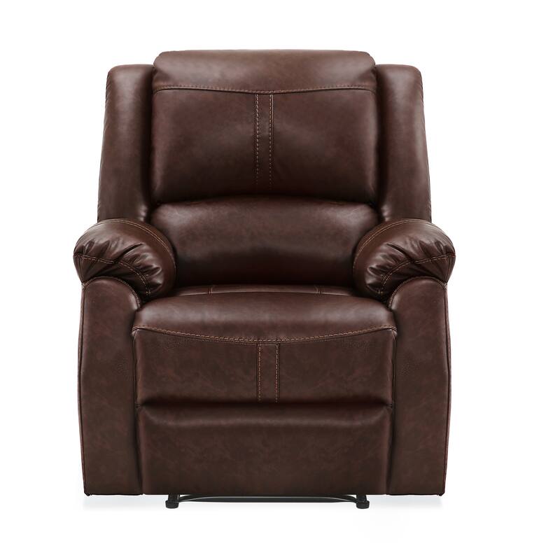 Faux Leather Recliner Sofa, Classic And Traditional Manual Recliner Chair With Comfortable Arms And Single Sofa For Living Room