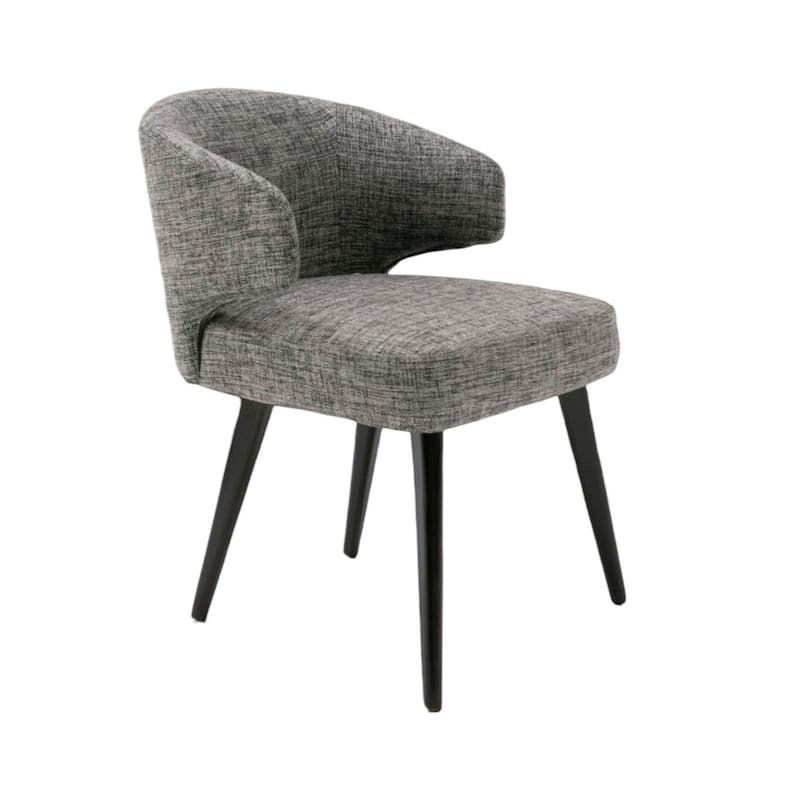 Contemporary Fabric Wing Back Armchair with Black Legs Modern Accent Seating for Dining Room - 31"H x 23"W x 24"D