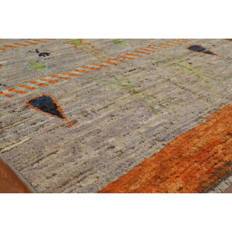 Tribal Moroccan Oriental Rug Hand-Knotted Wool Carpet - 4'10" x 6'5" - 4'10" x 6'5" - Grey