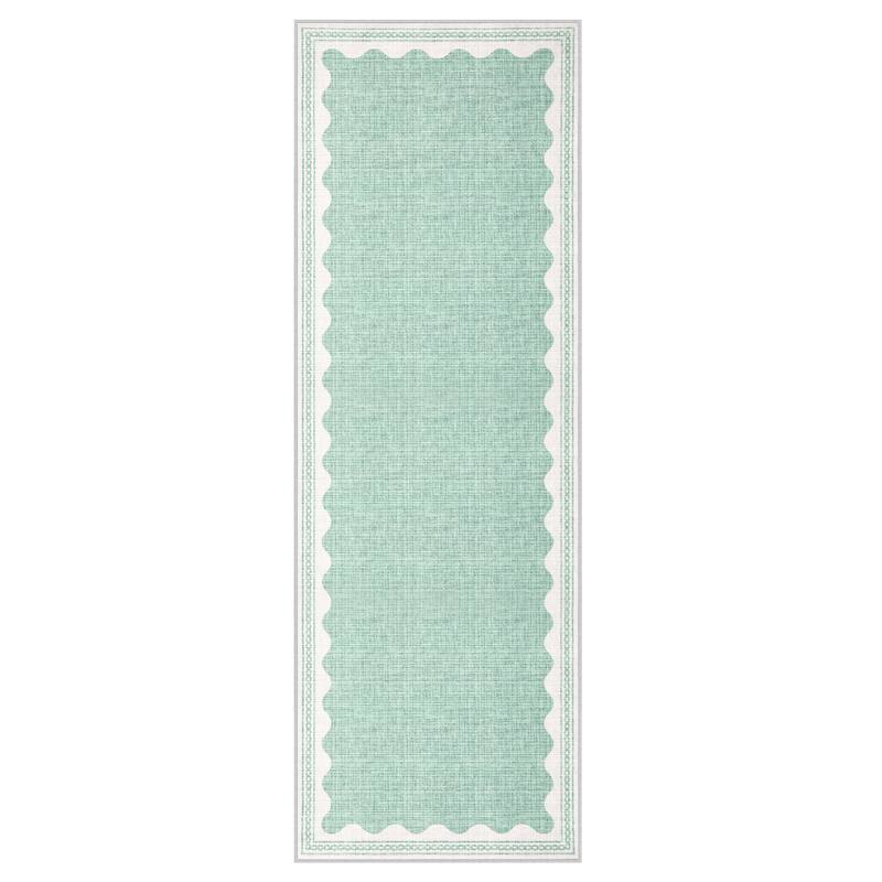 Scalloped Pattern Rugs for Living Room Bedroom Soft Non Slip Low Pile Throw Carpet Washable Foldable Area Rug