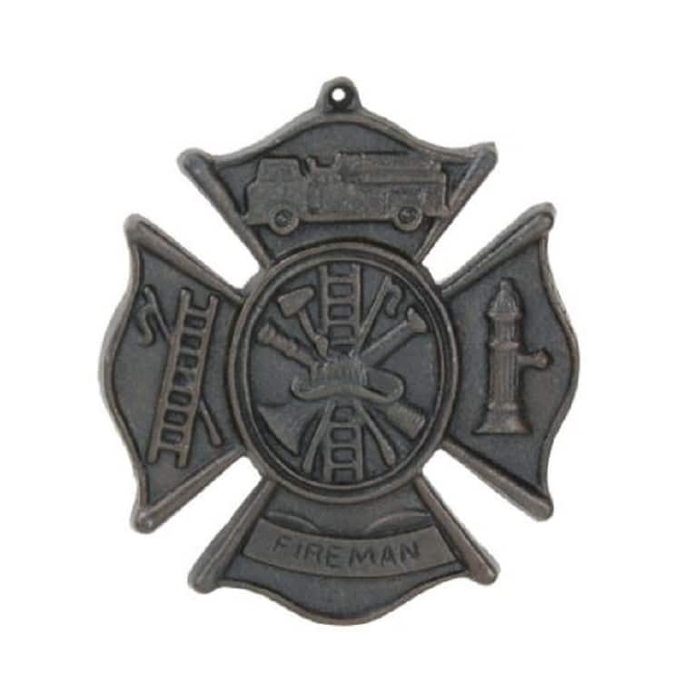 Fireman Wall Plaque Cast Iron Antiqued Brown