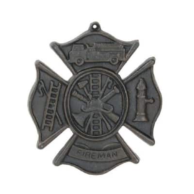 Fireman Wall Plaque Cast Iron Antiqued Brown