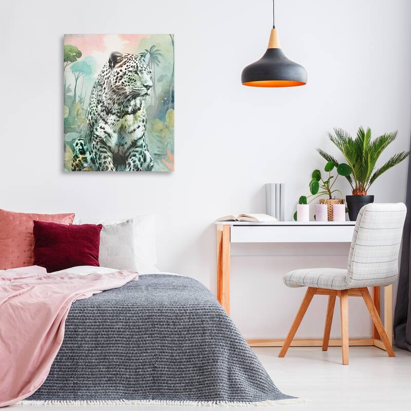 Stupell Leopard Gazing in Jungle Canvas Wall Art Design By Kim Allen