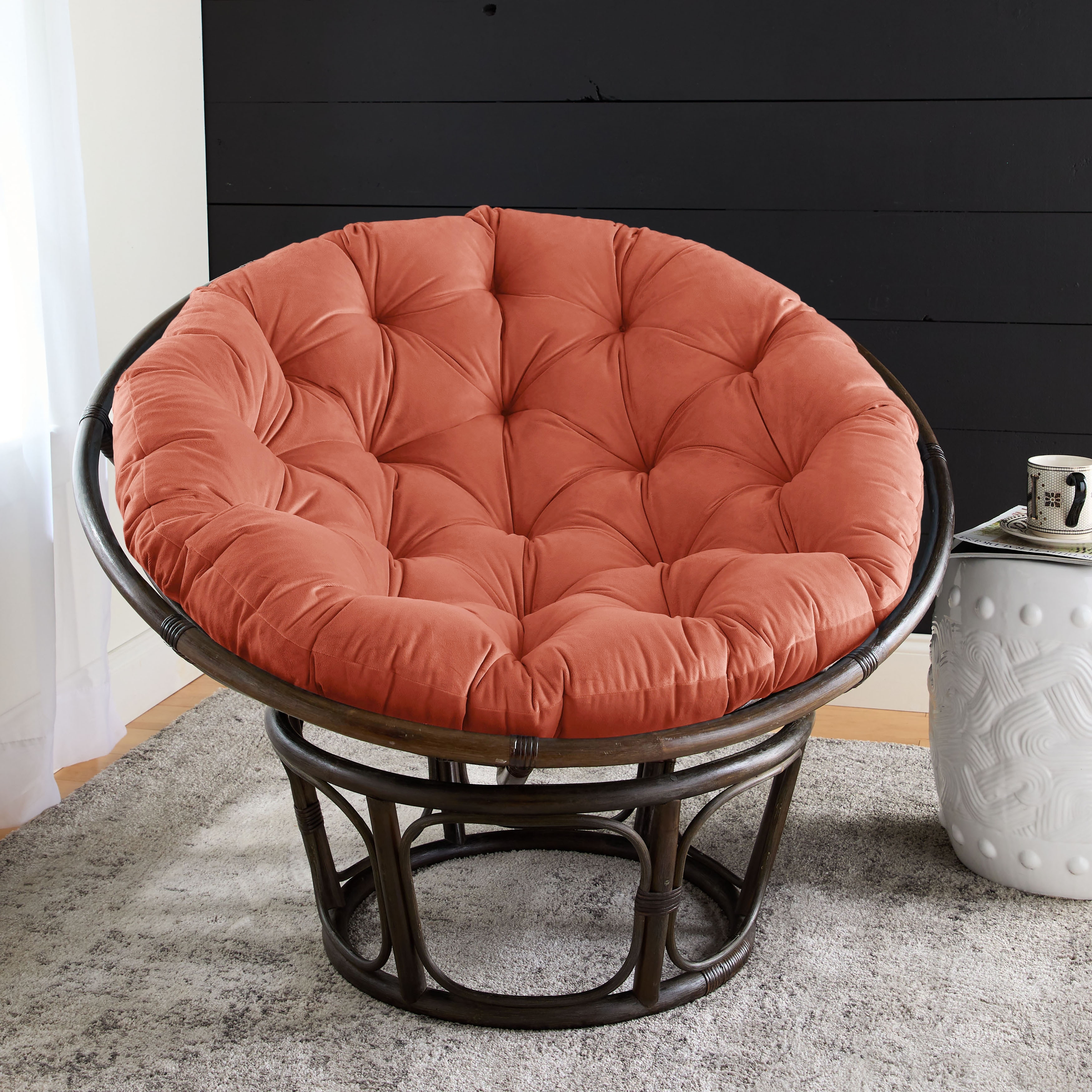 Sorra Home Solid Velvet Indoor Papasan Cushion