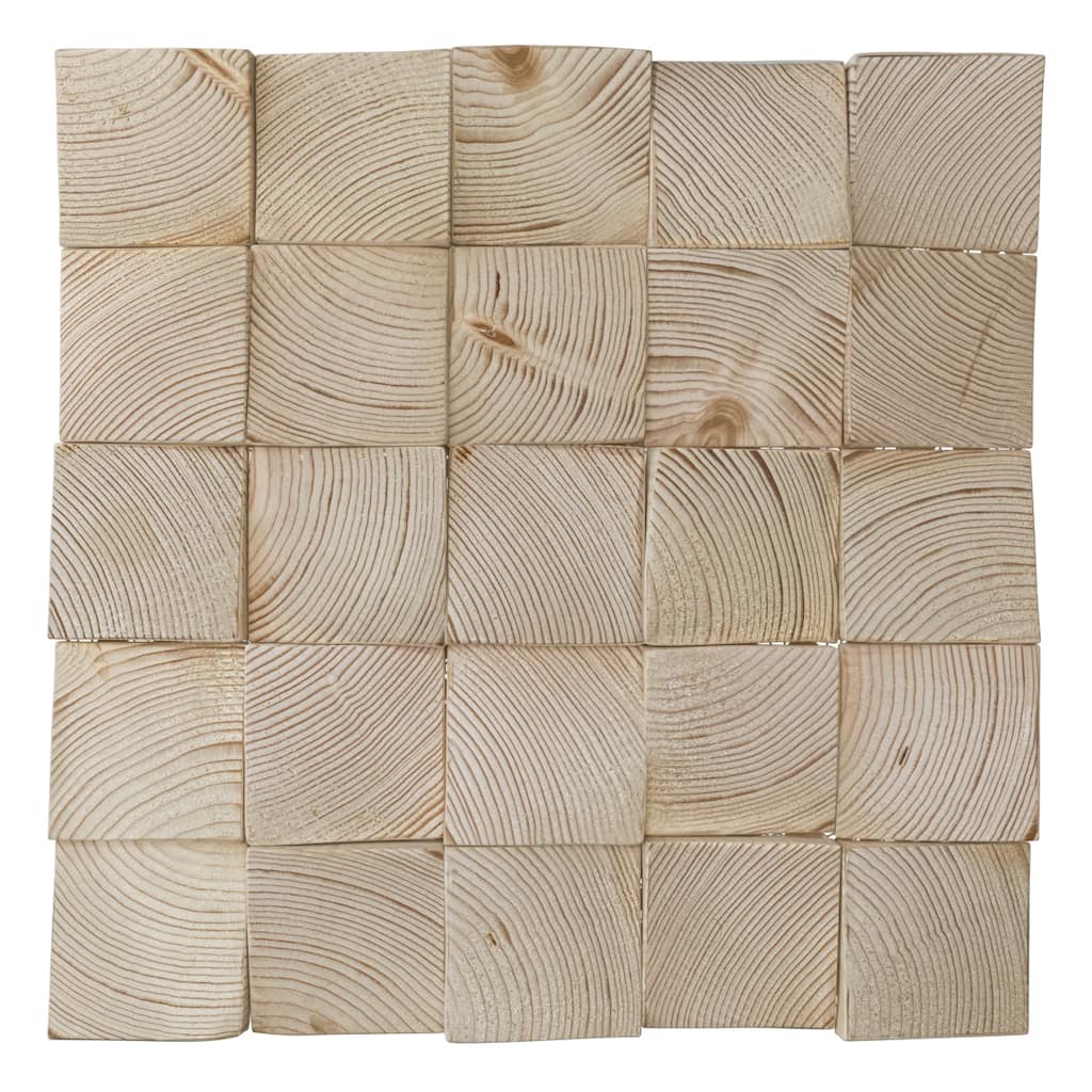 11 7/8"W x 11 7/8"H x 1/2"P Etched Wood Mosaic Wall Tile, Pine - 11 7/8"W x 11 7/8"H x 1/2"P