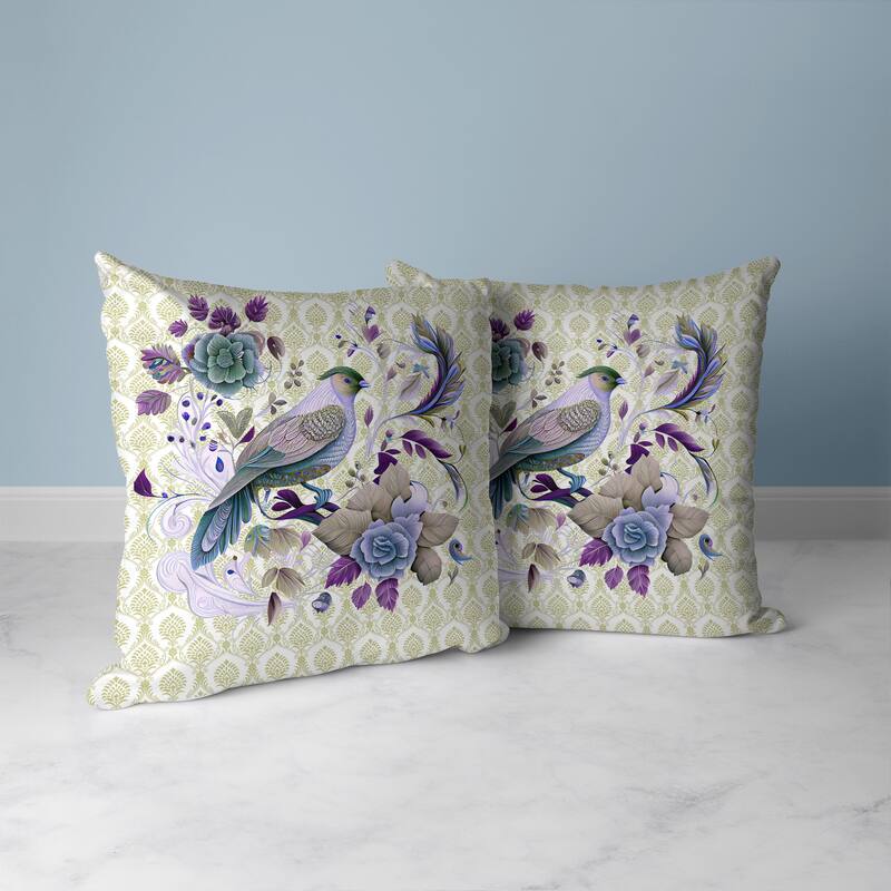 Songbird Rose Radiance Faux Suede Reversible Throw Pillow Cream and Purple