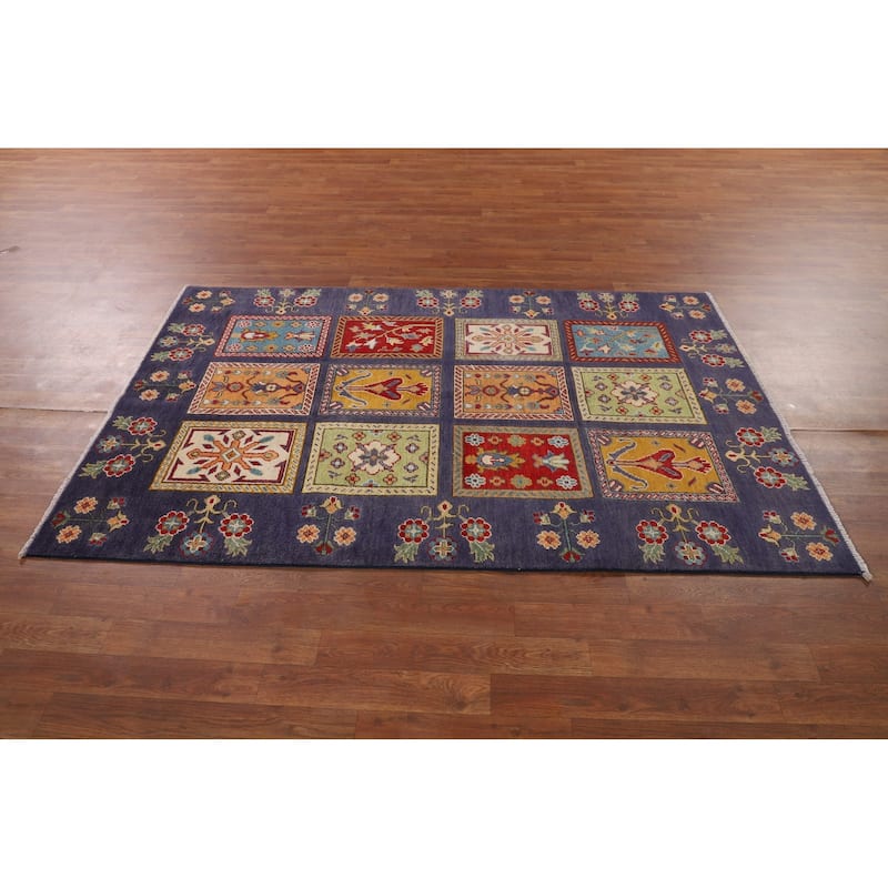 Garden Design Traditional Kazak Rug Hand-Knotted Wool Carpet - 4'1" x 6'4"