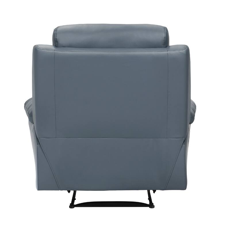 Hanna Manual Reclining Chair, Blue Top Grain Leather Cushions