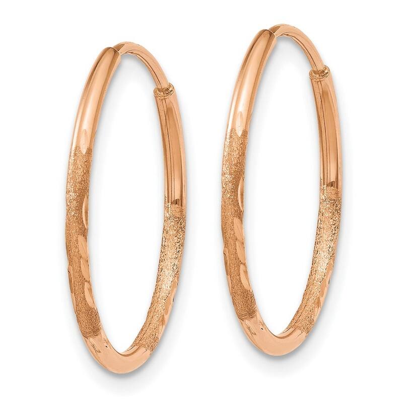 Curata 14k Rose Gold Sparkle Cut Endless Hoop Earrings - 18.25x18.75mm