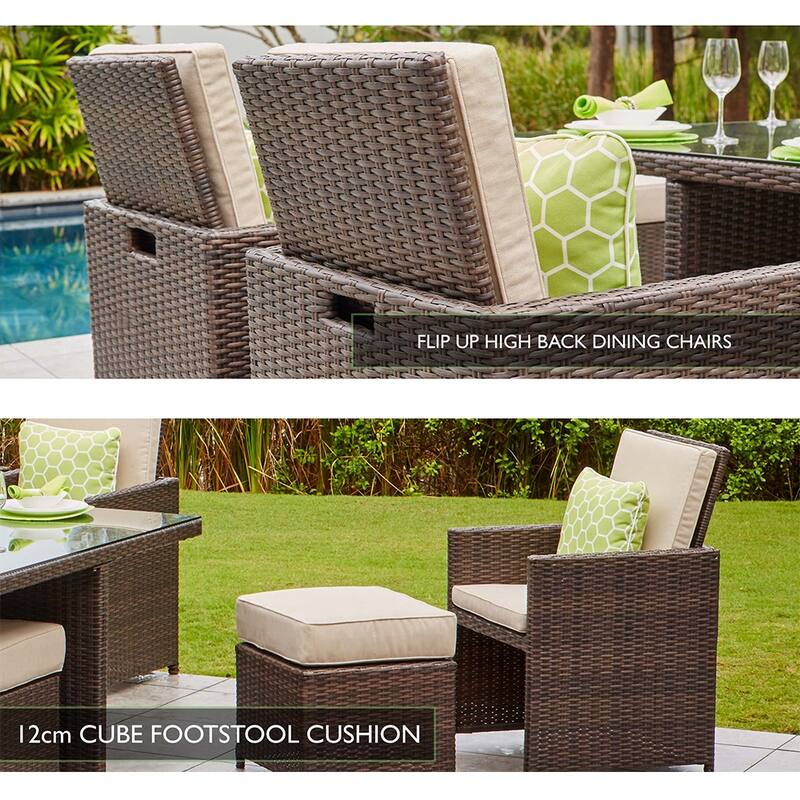 Abrihome 11-piece Outdoor Rattan Wicker Dining Table and Chairs Set