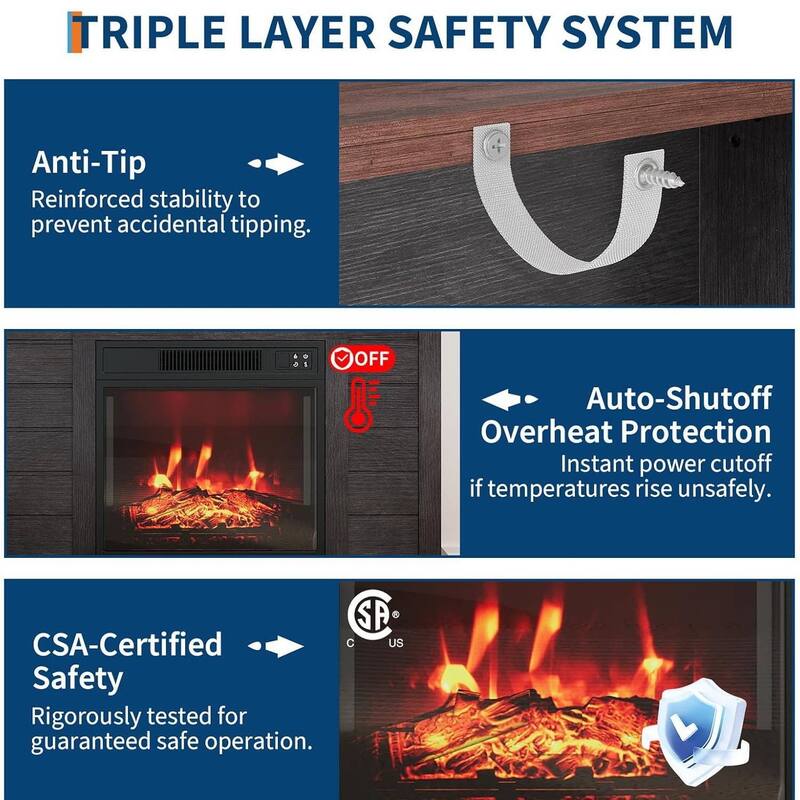 38" Freestanding Electric Fireplace for Bedroom Living Room