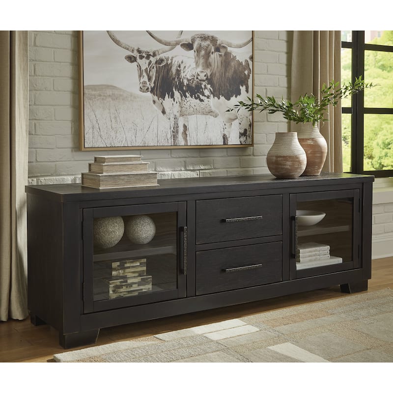 Signature Design by Ashley Galliden Black 80" TV Stand for TVs up to 92" - 79.5" W x 20" D x 28.13" H