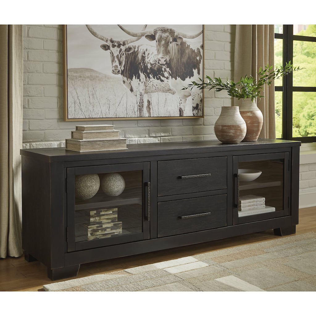 Signature Design by Ashley Galliden Black 80" TV Stand for TVs up to 92" - 79.5" W x 20" D x 28.13" H