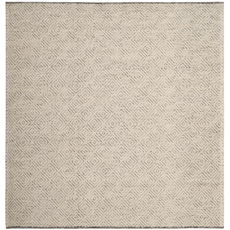 SAFAVIEH Handmade Natura Palmerina Wool Area Rug - 6' Square - Ivory/Light Grey