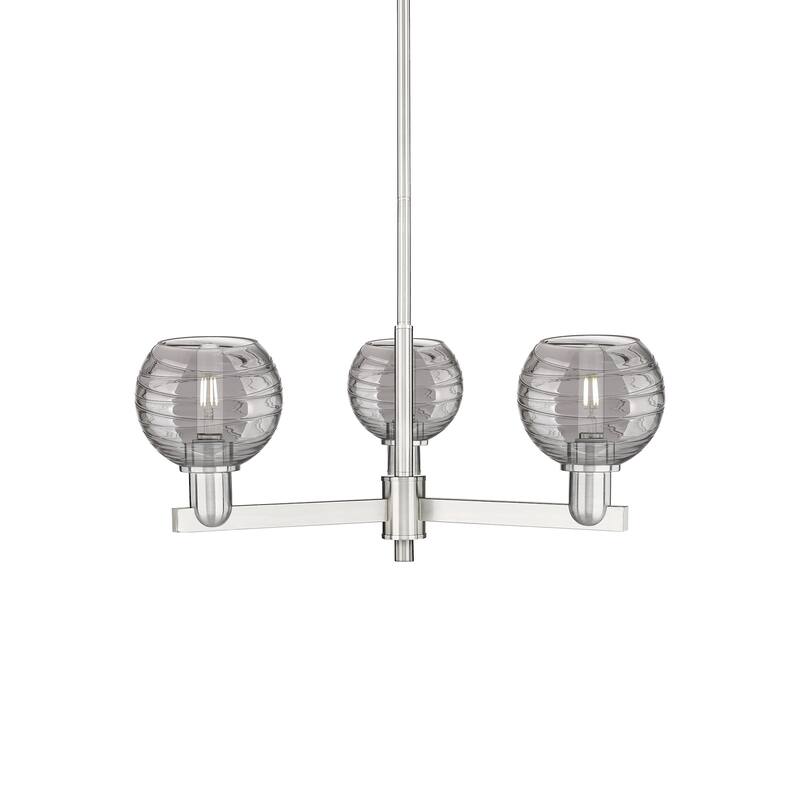 Innovations Lighting 716-3CR-9-18 Athens Deco Swirl Chandelier Athens - Satin Nickel / Light Smoke Deco Swirl