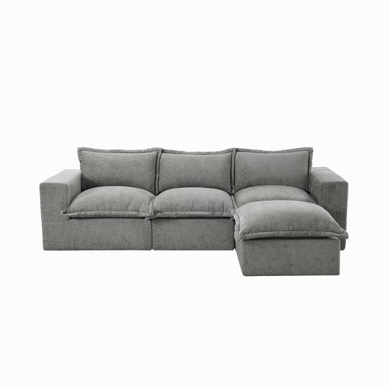 Comfy Cloud Chenille Upholstered Sectional Sofa with Pillow-Top Cushion