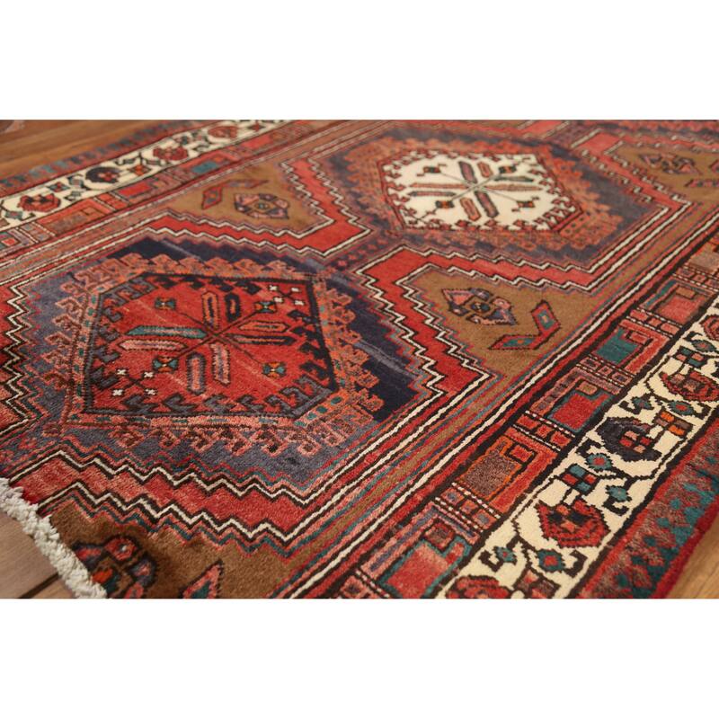 Hand Knotted Oriental 100% Wool Carpet Traditional Geometric Brown Ardebil Area Rug - 6' 9'' X 3' 9''