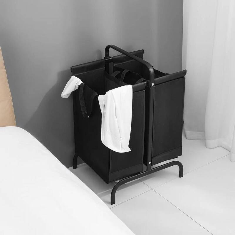 110L 2-Tier Laundry Hamper Large Oxford Clothes Basket Sorter - Black