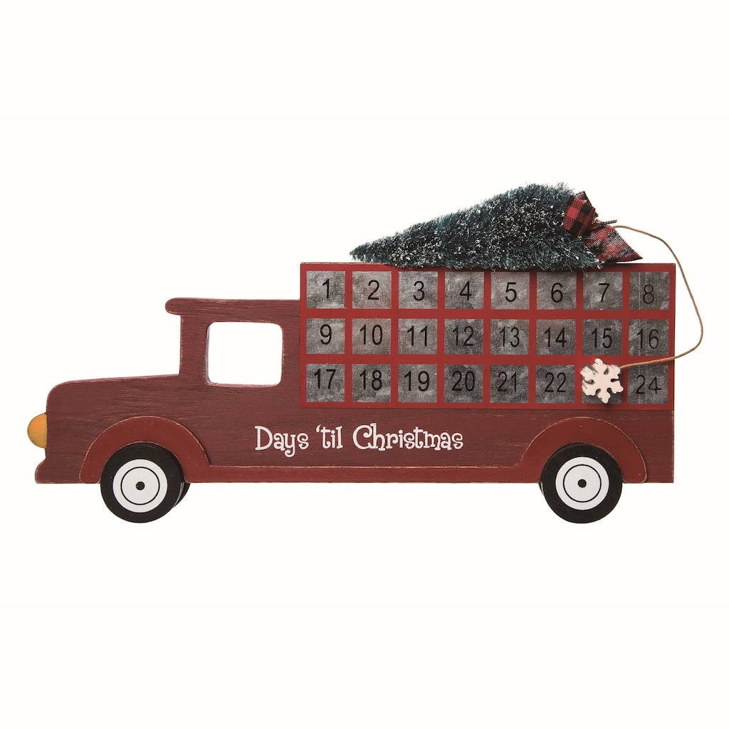 Transpac Wood 14 in. Multicolor Christmas Countdown Truck Decor - Mutlicolor